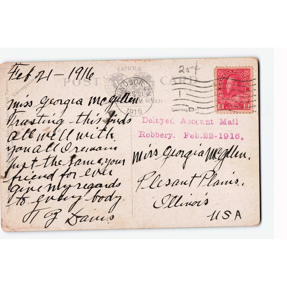 St. Marys Episcopal Church Walkerville Ontario Canada 1916 Mail Robbery Postcard - Picture 2 of 2
